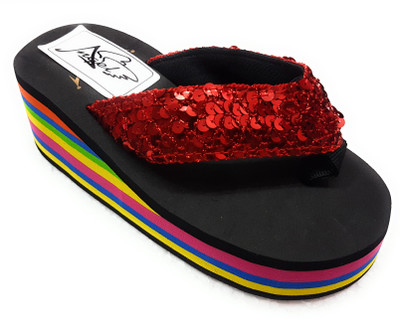 

Angel Fashion Shiney Colorful Wedges Flip Flops Flip Flops, Red