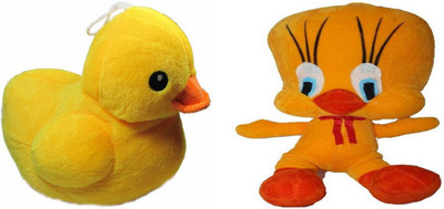 

Shopfloor.XYZ DUCK Soft Toy (26 cm) and TWEETY Stuffed Plush For Kids/ Birthday Gift for Kids - 26 cm(Multicolor)