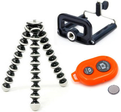 

ReTrack Adjustable Mini Octopus Gorila Mobile Phone Camera Stand With Bracket And Bluetooth Shutter Tripod(Black, Orange, Supports Up to 500 g)