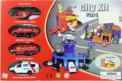 

Babysid Collections Fire Station Play Set Metal cum Plastic Parts with 4 Different Vehicles(Multiclolr)