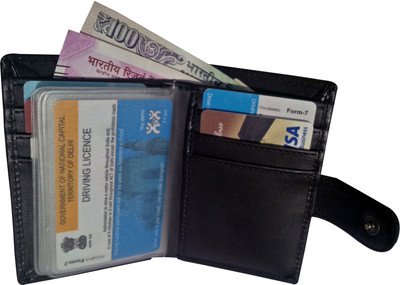 

Eagle Buzz Men Blue Genuine Leather Card Holder(12 Card Slots), Black
