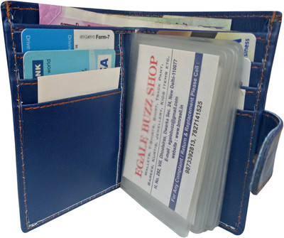 

Eagle Buzz Men Blue Genuine Leather Card Holder(12 Card Slots)