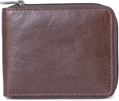 

aller Men Brown Genuine Leather Wallet(5 Card Slots)