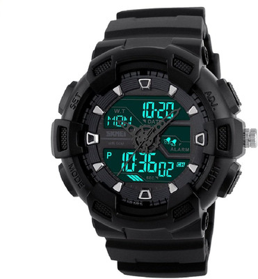 Skmei F-SKMEI1189 Skmei Analogue Digital Black Dial Black Strap Watch for Men Analog-Digital Watch - For Men