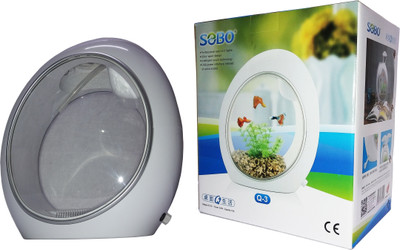 

Sobo Q-3 Mini Fish Tank 6.5L Aquarium | Ultra-Quiet Design | Professional Eye LED Lights | Intelligent Touch Technology | USB Power Interface Instead of Extra Socket | Water Aquarium Pump(90 cm)