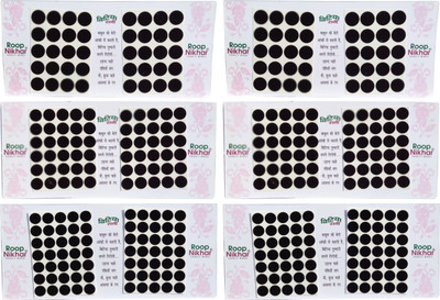 

Roop Nikhar Premium Quality Velvet Touch Big Large Size Black Color Bindi Set of 6 Pcs Forehead Black Bindis(Bindi)