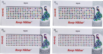 

Roop Nikhar Kundan Style Multicolor Bindi Set of 4 Pcs Forehead Multicolor Bindis(Bindi)