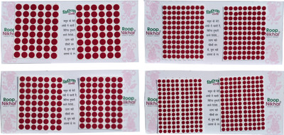 

Roop Nikhar Premium Quality Velvet Touch Cherry Maroon Color Bindi Set of 4 Pcs Forehead Maroon Bindis(Bindi)