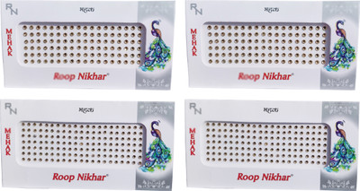 

Roop Nikhar Kundan Style Golden Color Bindi Set of 4 Pcs Forehead Gold Bindis(Bindi)