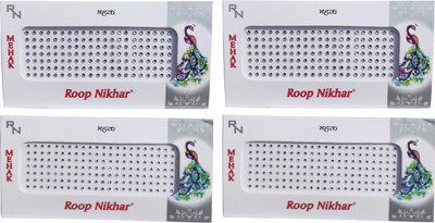 

Roop Nikhar Kundan Style Silver Color Bindi Set of 4 Pcs Forehead Silver Bindis(Bindi)
