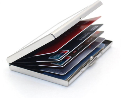 

Menzy Credit Debit Or Atm Pocket Essentials Multi Card & Money Wallet 6 Card Holder(Set of 1, Silver, White)