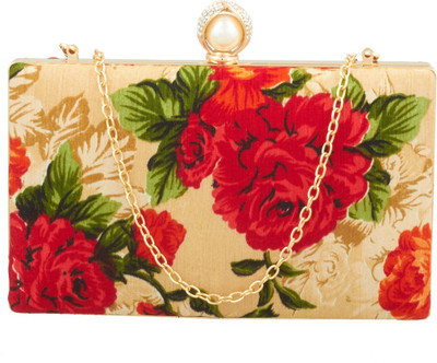 

ESBEDA Casual Red, Gold Clutch, Gold;red