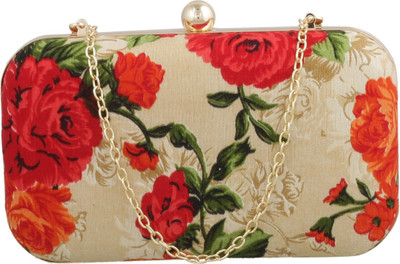 

ESBEDA Casual Red, Gold Clutch, Gold;red