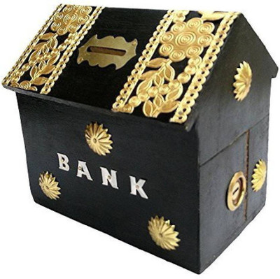 

ikshan hut money bank Coin Bank(Black, Gold)