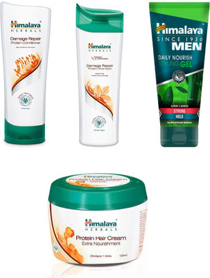 

Himalaya Damage Repair Protein Conditioner, Damage Repair Protein Shampoo, Protein Hair Cream, Men Daily Nourish Styling Gel(Set of 4)