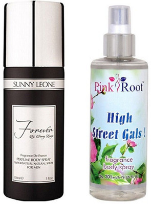Pink Root HIGH STREET BODY SPRAY WITH SUNNY LEOAN FOREVER MEN DEO PACK OF 2(Set of 2)