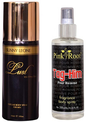 

Pink Root TAG HIM BODY SPRAY WITH SUNNY LEOAN LUST MEN DEO PACK OF 2(Set of 2)