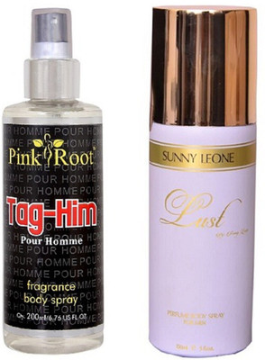 

Pink Root TAG HIM BODY SPRAY WITH SUNNY LEOAN LUST WHITE DEO PACK OF 2(Set of 2)