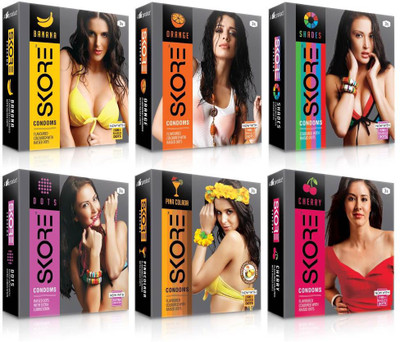 Skore Dotted ( Banana, Cherry, Dots, Orange, Pinacolada, Shade ) Condom(Set of 6, 18S)