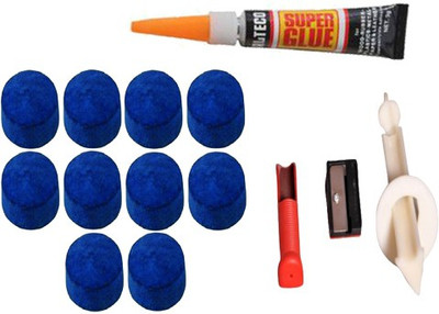 

JBB COMBO OF (10PCS) 13MM CUE TIP & GLUE GEL & TIP MODIFIER JBBC89 Pool Cue Stick(Microfibre)