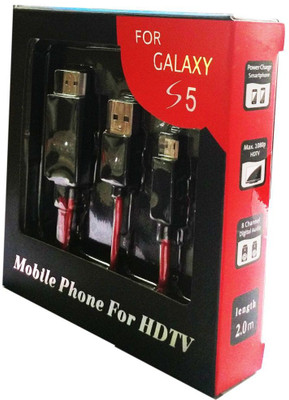 Anweshas Micro Usb to Hdmi 1080p Hdtv Adapter Cable Galaxy S3, S4, S5, Note2, Note3, and Tab3, Tab Pro, Note Pro Hdmi Cable 2 Meter Length 2 m HDMI Cable(Compatible with Mobile, Laptop, Tablet, Mp3, Gaming Device, Black, One Cable)