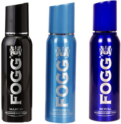 

Fogg FOGG MARCO DEODORANT + IMPERIAL DEODORANT + ROYAL DEODORANT Body Spray - For Men & Women(120 ml, Pack of 3)
