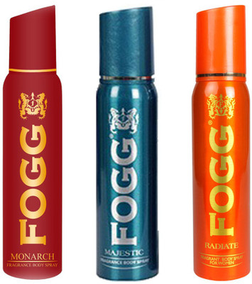 

Fogg COMBO PACK OF FOGG MONARCH + FOGG MAJESTIC + FOGG RADIATE FOR WOMEN (DEODORANT) Body Spray - For Men & Women(120 ml, Pack of 3)