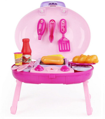

Toyshine Luxury Kitchen Barbeque Set With Briefcase, Accessories, Pink(Multicolor)