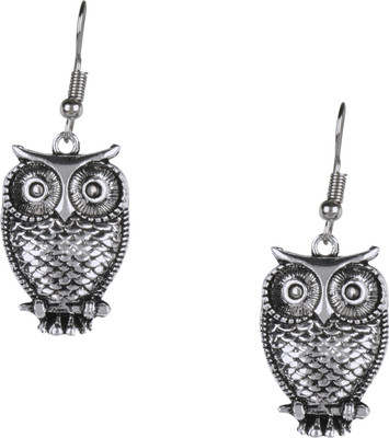 Shining Jewel 925 Antique Silver Oxidised Owl Brass Dangle Earring available at flipkart for Rs.317
