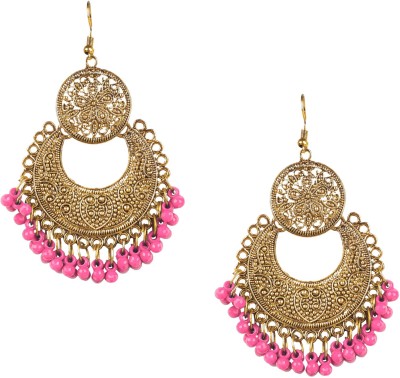 Shining Jewel 925 Antique Designer Afghani Pearl Brass Chandbali Earring