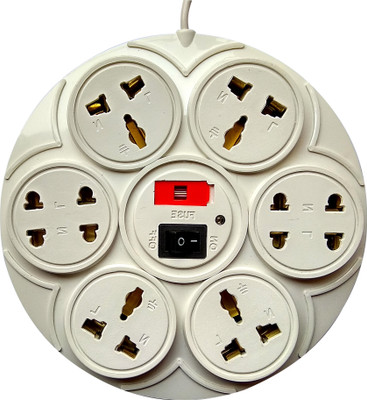 S.Blaze Multi-Colour 6 in 1 Rounded Power Strip Extension cord with ON / OFF switch and indicator 3-4m lengthy wire 6 A Three Pin Socket available at flipkart for Rs.240