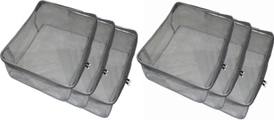

Funkroo High Quality Pack of 6 pcs Multipurpose Transparent Saree cover Sari Cover Garments Cover For keeping Heavy Saree Keep saree/Suit/Travelling Pouch(Grey)