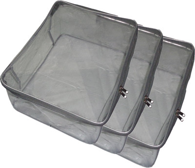 

Funkroo High Quality Pack of 3 pcs Multipurpose Transparent Saree cover Sari Cover Garments Cover For keeping Heavy Saree Keep saree/Suit/Travelling Pouch(Grey)