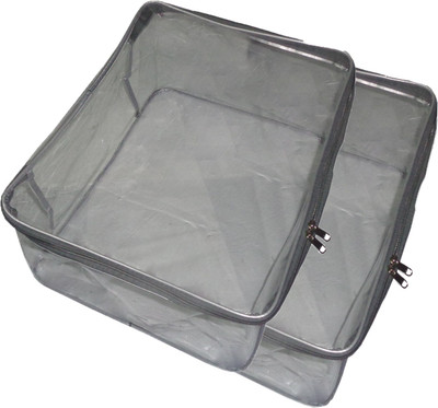 

Funkroo High Quality Pack of 2 pcs Multipurpose Transparent Saree cover Sari Cover Garments Cover For keeping Heavy Saree Keep saree/Suit/Travelling Pouch(Grey)