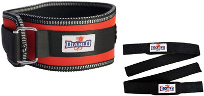 

DIABLO Excellent Back Support Gym Belt Size S Red With Weight Lifting Bar Straps Combo Pack Gym & Fitness Kit