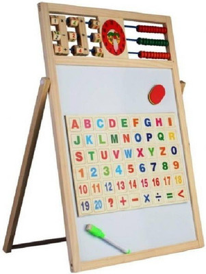 

Emob Wooden Multipurpose 2 in 1 Magnetic Drawing & Writing Board with Abacus & Clock Feature(Multicolor)