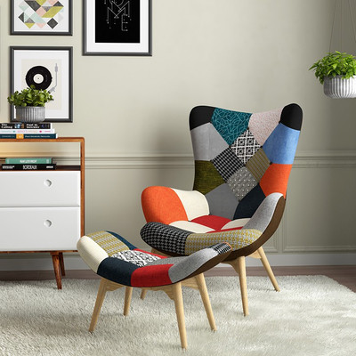 

Urban Ladder Contour Ottoman Replica Fabric Lounger(Finish Color - Multicolor)