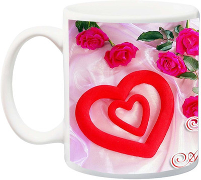 

ME&YOU Gift for Husband/Wife/Mom/Dad/Couples/Lover;Happy anniversary rose printed Ceramic Mug(325 ml), Multicolor