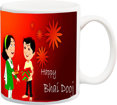 

ME&YOU Bhayi Dooj Special Girt; For Sister And Brother Ceramic Mug(325 ml), Multicolor