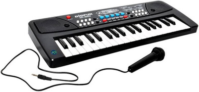 AR Enterprises 37 Key Piano Keyboard Toy with DC Power Option, Mic and Recording(Black) 1