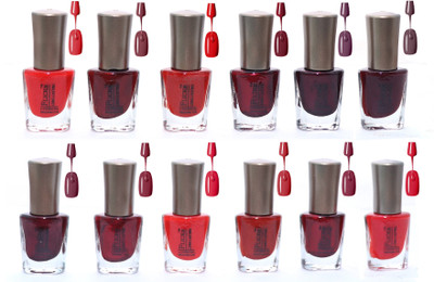 

Flickr London Trendy Colors Nail Enamels - Combo Of 12 Pcs (Red Mahroon) Mahroon(Pack of 12)