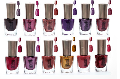 

Flickr London Trendy Colors Nail Enamels - Combo Of 12 Pcs (Dark) blue, purple, golden(Pack of 12)