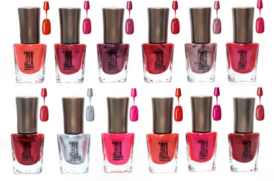 

Flickr London Trendy Colors Nail Enamels - Combo Of 12 Pcs (Light2) Red, Orange, Mahroon, Silver, pink(Pack of 12)