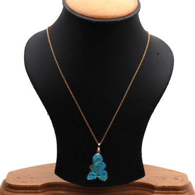 The Sparkle Story Titanium Druzy 30x24mm Gold Plated Pendant Necklace Alloy Necklace available at flipkart for Rs.319