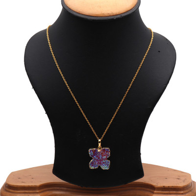 The Sparkle Story Titanium Druzy 23x20mm Gold Plated Pendant Necklace Alloy Necklace available at flipkart for Rs.319