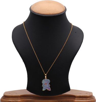 The Sparkle Story Titanium Druzy 27x18mm Gold Plated Stylish Pendant Necklace Alloy Chain available at flipkart for Rs.319