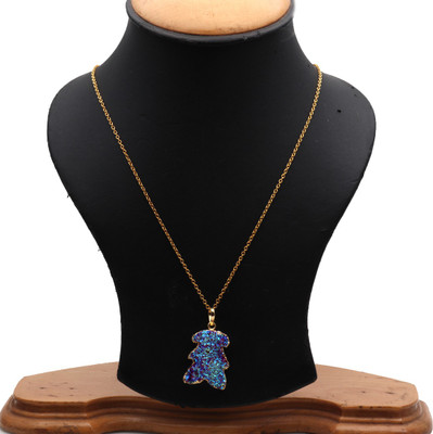The Sparkle Story Titanium Druzy 29x21mm Gold Plated Pendant Necklace Alloy Necklace available at flipkart for Rs.319