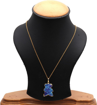 The Sparkle Story Blue Titanium Druzy 18x27mm Gold Plated Pendant Necklace Alloy Necklace available at flipkart for Rs.319