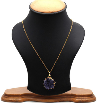 The Sparkle Story Blue Carving Druzy 32x27mm Gold Plated Stylish Pendant Necklace Alloy Chain available at flipkart for Rs.319