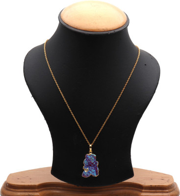 The Sparkle Story Titanium Druzy 30x21mm Gold Plated Trendy Pendant Necklace Alloy Chain available at flipkart for Rs.319